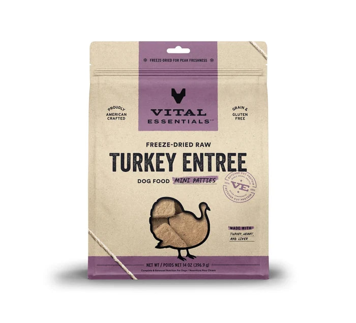 Vital Essentials® Freeze-Dried Raw Turkey Entree Dog Food Mini Patties, 14 oz