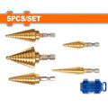 Wadfow WJD3405 Digital Step Drill Bit Set (4–12mm, 6–18mm, 4–22mm, 6–35mm) with Hex Shank Durable Metal/Wood/Plastic Drill Accessory
