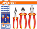 WADFOW WPS0633 3-Piece Insulated Pliers Set Heavy-Duty Cr-V Steel VDE-Style Insulated Handles for Electrical Work C20