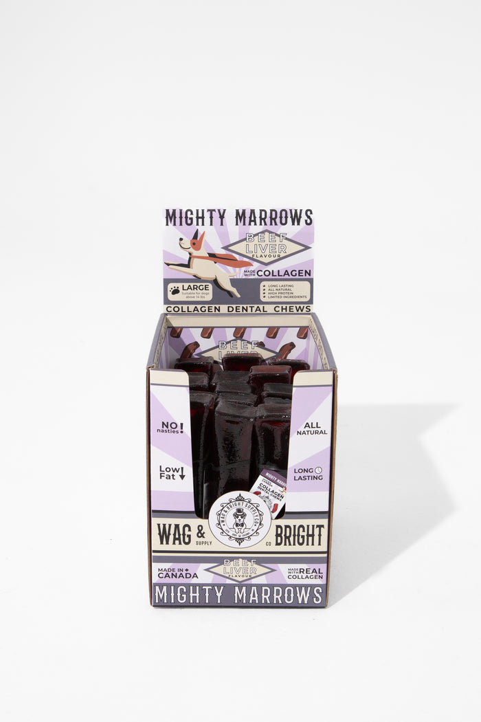 Wag & Bright Supply Co. Mighty Marrows Collagen Dental Chews Beef Liver Large Case (18 Units)