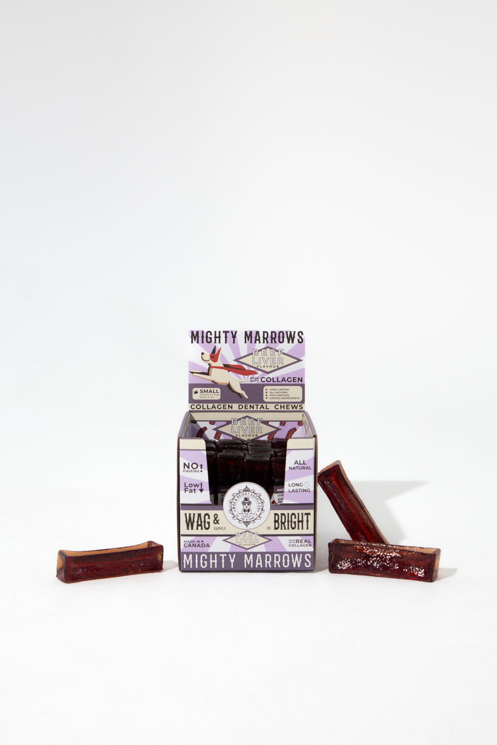 Wag & Bright Supply Co. Mighty Marrows Collagen Dental Chews Beef Liver Small Case (24 Units)