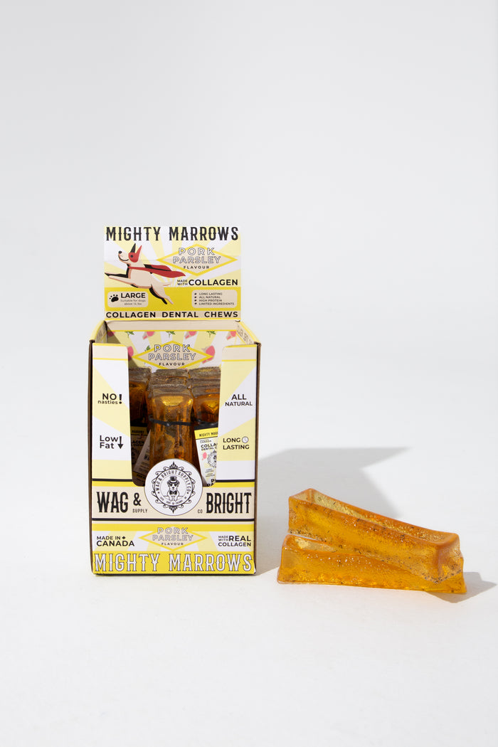 Wag & Bright Supply Co. Mighty Marrows Collagen Dental Chews Pork Parsley Large Case (18 Units)