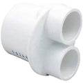 White PVC elbow pipe fitting on a white background