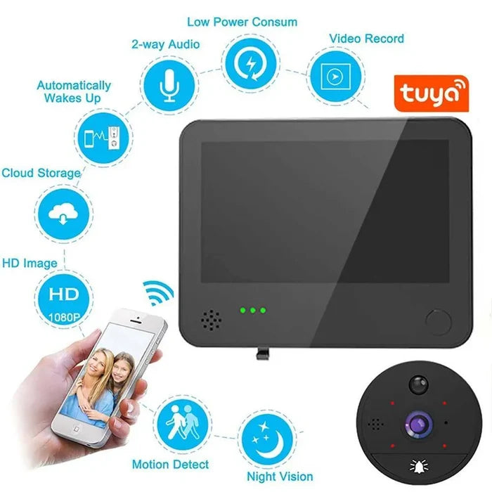 Wi-Fi Wireless Smart Doorbell – HD Video, Two-Way Talk & AI Motion Alerts