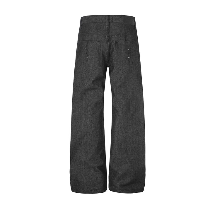 Back view of black wide-leg jeans showing rear pockets and a relaxed, wide-leg silhouette