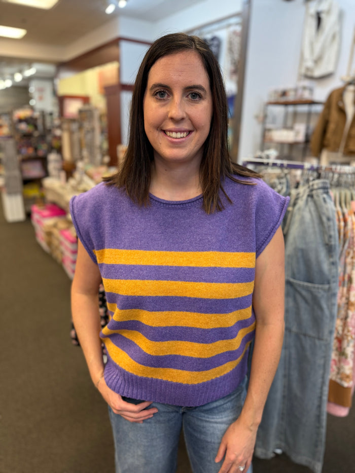 Women's Gameday Striped Sleeveless Knit Top