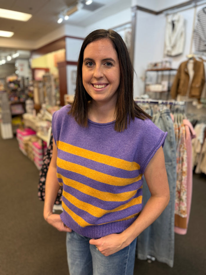 Women's Gameday Striped Sleeveless Knit Top