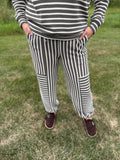 Women's Waist Strap Tie Stripe Parachute Pants