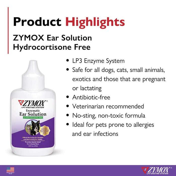 Zymox Ear Solution w/ .5% hydrocortisone - 1.25 oz. bottle
