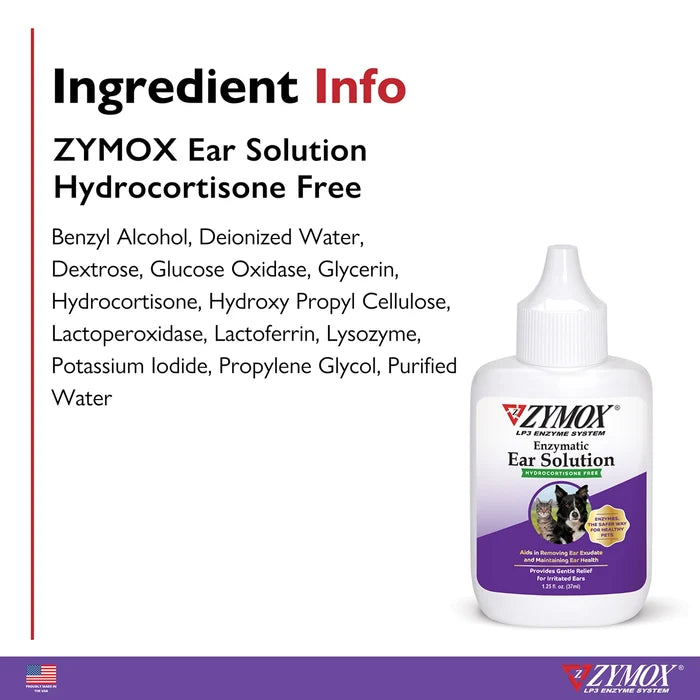 Zymox Ear Solution w/out hydrocortisone - 1.25 oz. bottle