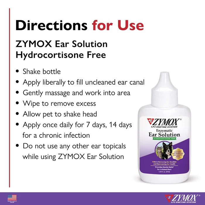 Zymox Ear Solution w/out hydrocortisone - 1.25 oz. bottle
