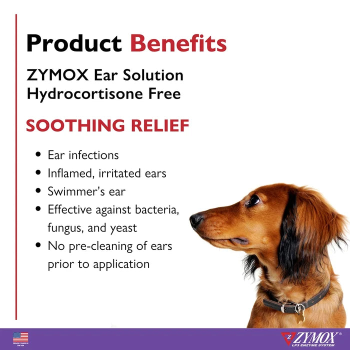 Zymox Ear Solution w/out hydrocortisone - 1.25 oz. bottle