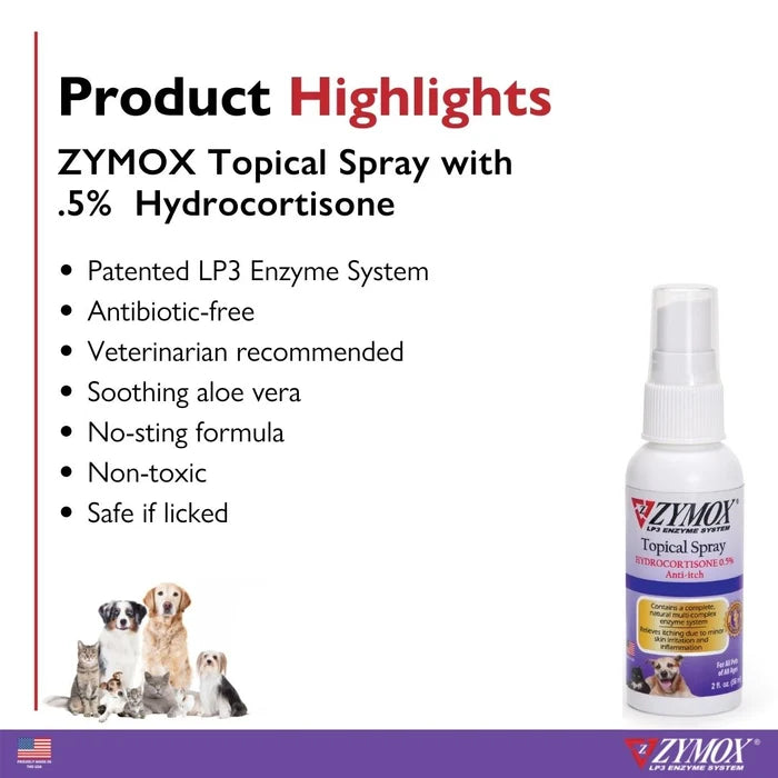 Zymox Spray w/ .5% hydrocortisone - 2 oz. bottle